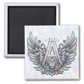 Angel Alphabet A Initial Latter Wings Halo Magnet by AngelAlphabet at Zazzle