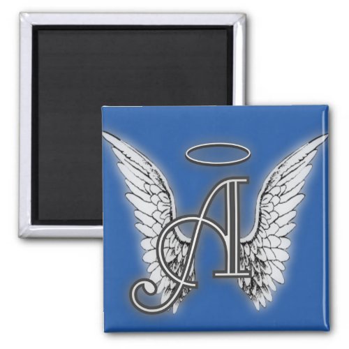 Angel Alphabet A Initial Latter Wings Halo Magnet