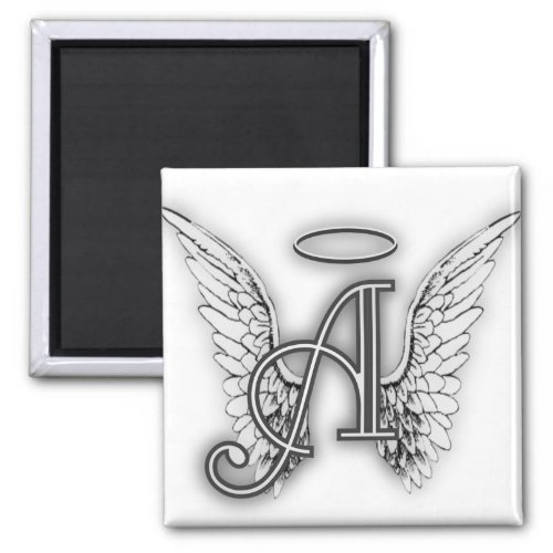 Angel Alphabet A Initial Latter Wings Halo Magnet