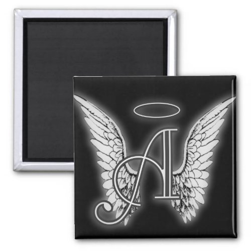 Angel Alphabet A Initial Latter Wings Halo Magnet