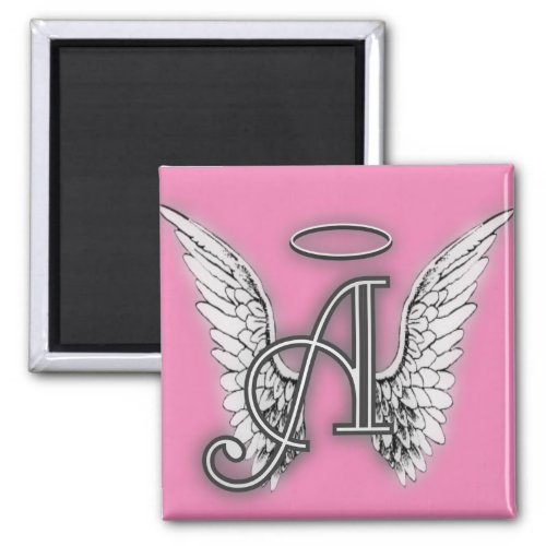 Angel Alphabet A Initial Latter Wings Halo Magnet