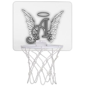 Angel Alphabet A Initial Latter Wings Halo Mini Basketball Hoop by AngelAlphabet at Zazzle