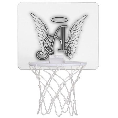 Angel Alphabet A Initial Latter Wings Halo Mini Basketball Hoop