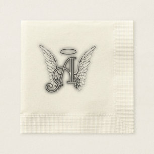 Angel Alphabet A Initial Latter Wings Halo Napkins