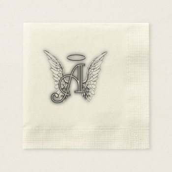 Angel Alphabet A Initial Latter Wings Halo Napkins by AngelAlphabet at Zazzle