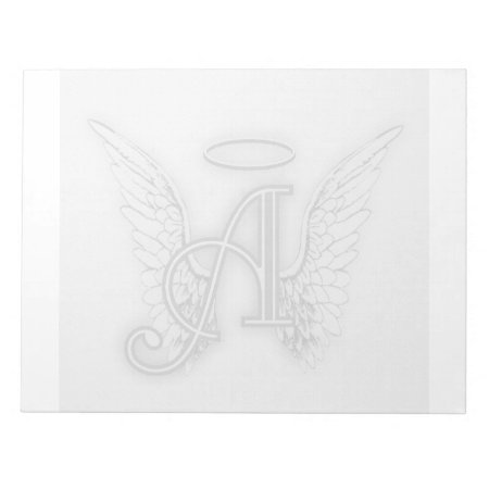 Angel Alphabet A Initial Latter Wings Halo Notepad