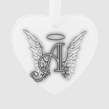 Angel Alphabet A Initial Latter Wings Halo Ornament by AngelAlphabet at Zazzle