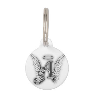 Angel Alphabet A Initial Latter Wings Halo Pet ID Tag
