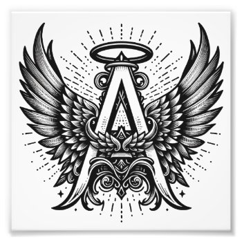 Angel Alphabet A Initial Latter Wings Halo Photo Print by AngelAlphabet at Zazzle