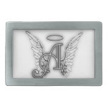 Angel Alphabet A Initial Latter Wings Halo Rectangular Belt Buckle at Zazzle