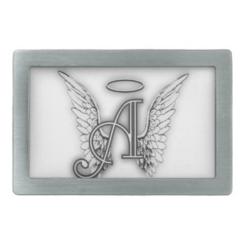 Angel Alphabet A Initial Latter Wings Halo Rectangular Belt Buckle by AngelAlphabet at Zazzle