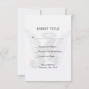 Angel Alphabet A Initial Latter Wings Halo Rsvp Card by AngelAlphabet at Zazzle