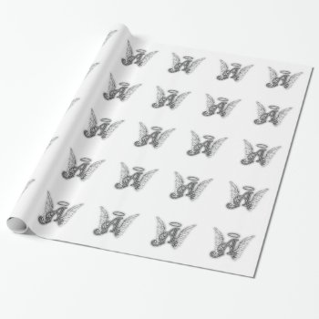 Angel Alphabet A Initial Latter Wings Halo Wrapping Paper by AngelAlphabet at Zazzle