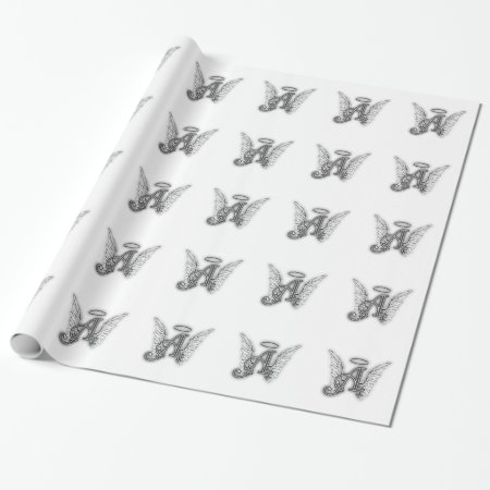 Angel Alphabet A Initial Latter Wings Halo Wrapping Paper