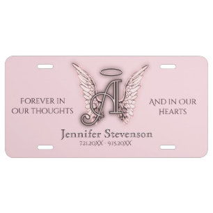 Angel Alphabet A Initial Letter Memorial License Plate