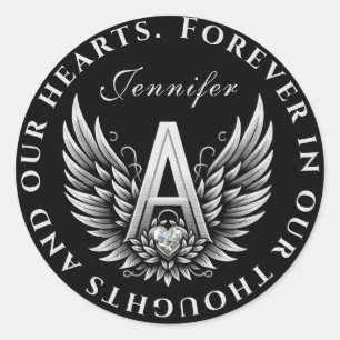 Angel Alphabet A Initial Letter with Name Classic Round Sticker