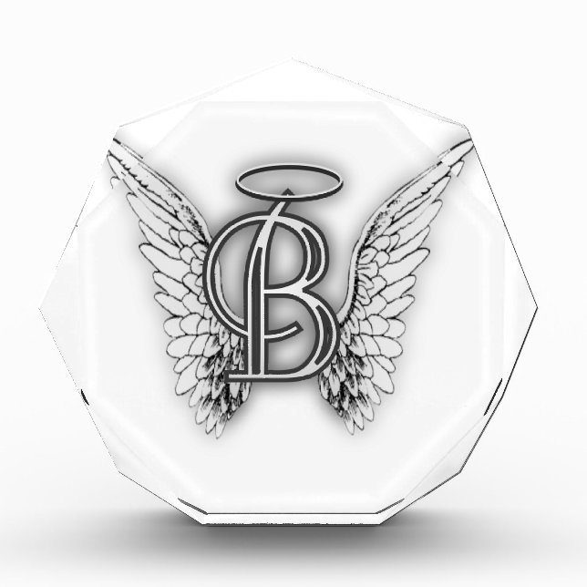 Angel Alphabet B Initial Latter Wings Halo Award (Front)
