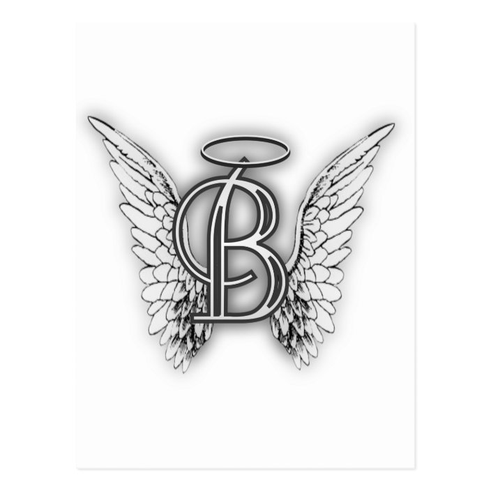 Angel Alphabet B Initial Latter Wings Halo Postcard | Zazzle.com