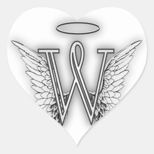 Angel Alphabet B Initial Letter Wings Halo Heart Sticker