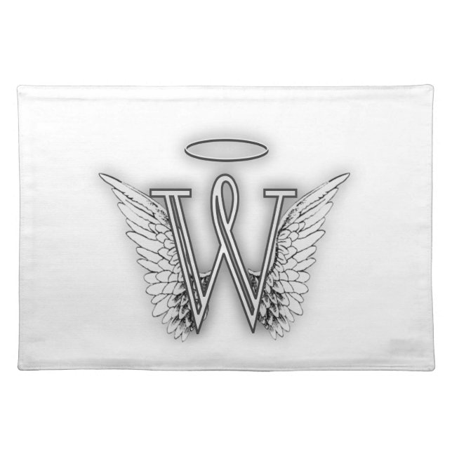 Angel Alphabet B Initial Letter Wings Halo Placemat (Front)