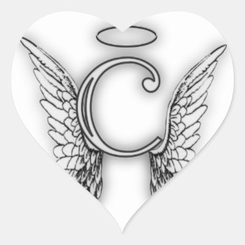 Angel Alphabet C Initial Latter Wings Halo Heart Sticker by AngelAlphabet at Zazzle