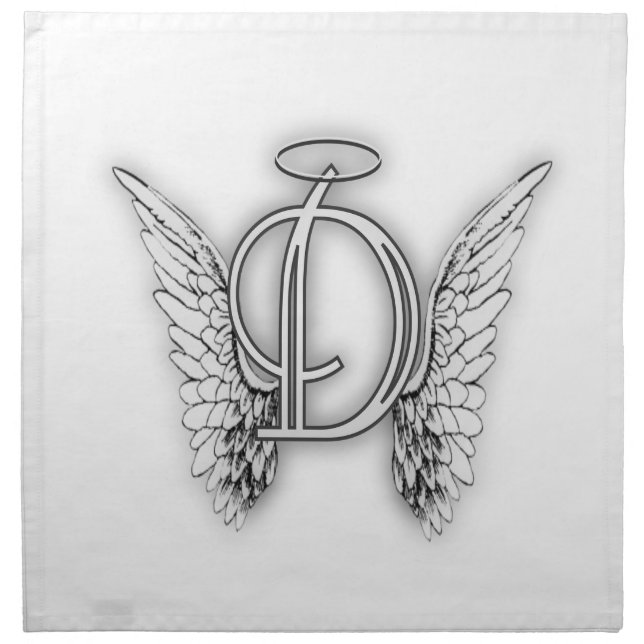 Angel Alphabet D Initial Latter Wings Halo Cloth Napkin (Front)