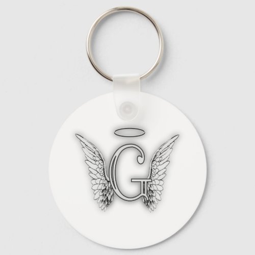 Angel Alphabet G Initial Latter Wings Halo Keychain
