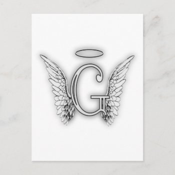 Angel Alphabet G Initial Latter Wings Halo Postcard by AngelAlphabet at Zazzle