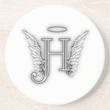 Angel Alphabet H Initial Latter Wings Halo Drink Coaster by AngelAlphabet at Zazzle