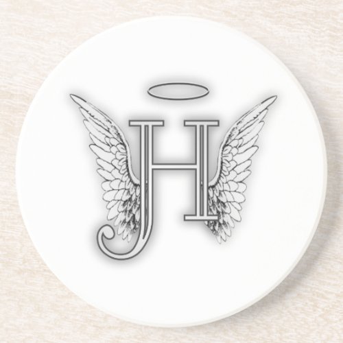 Angel Alphabet H Initial Latter Wings Halo Drink Coaster