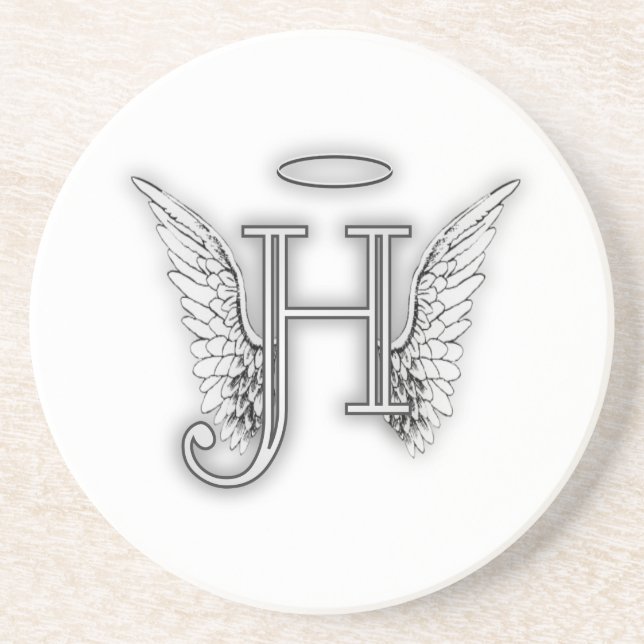 Angel Alphabet H Initial Latter Wings Halo Drink Coaster (Front)