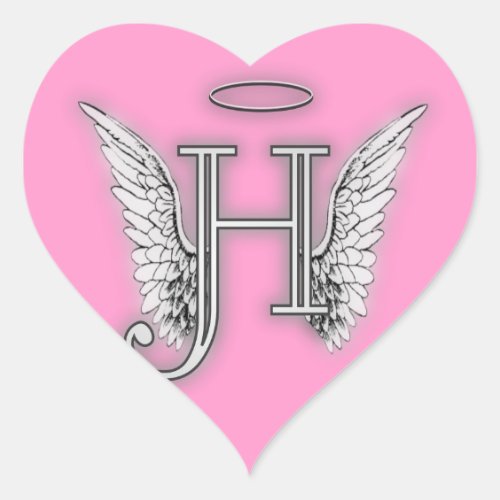 Angel Alphabet H Initial Latter Wings Halo Heart Sticker