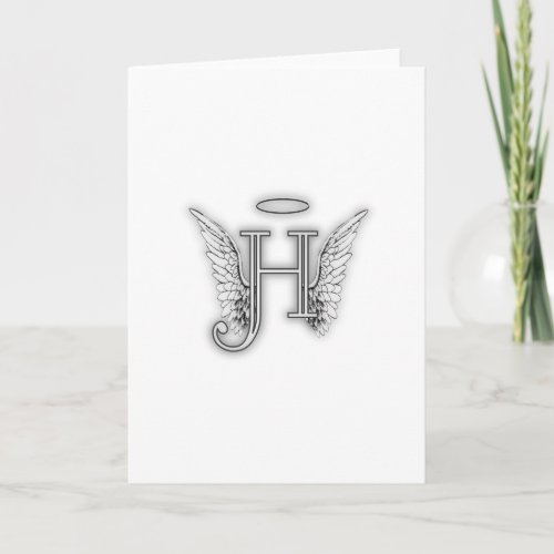 Angel Alphabet H Initial Latter Wings Halo Note Card
