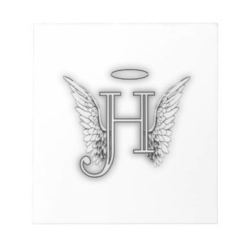 Angel Alphabet H Initial Latter Wings Halo Notepad by AngelAlphabet at Zazzle