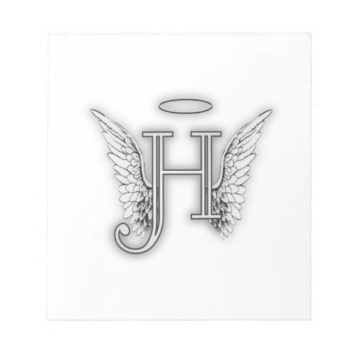 Angel Alphabet H Initial Latter Wings Halo Notepad