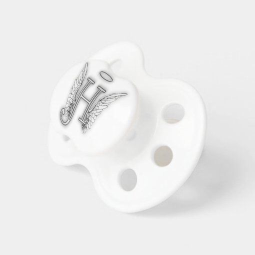 Angel Alphabet H Initial Latter Wings Halo Pacifier | Zazzle