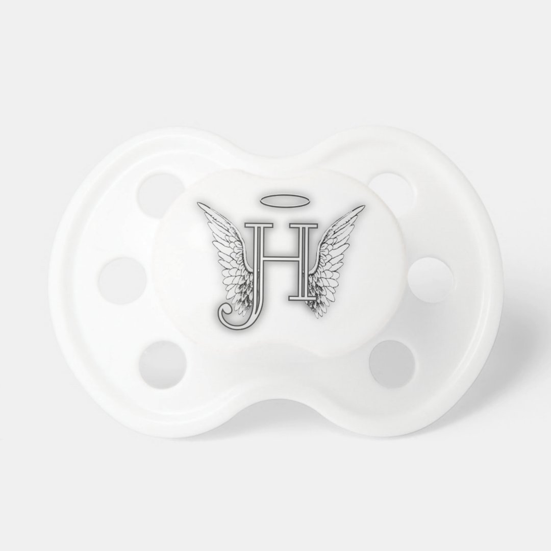 Angel Alphabet H Initial Latter Wings Halo Pacifier | Zazzle