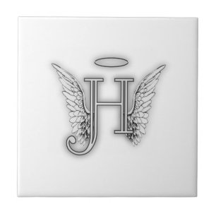 Angel Alphabet H Initial Latter Wings Halo Tile
