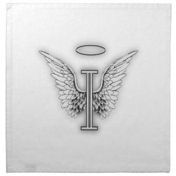 Angel Alphabet I Initial Letter Wings Halo Cloth Napkin by AngelAlphabet at Zazzle