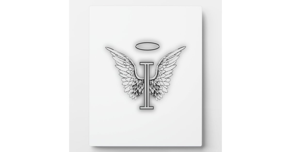 Angel Alphabet I Initial Letter Wings Halo Plaque Zazzle Com
