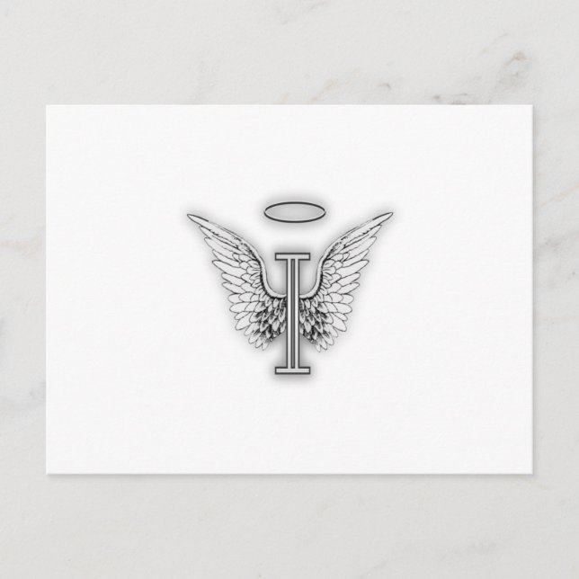 Angel Alphabet I Initial Letter Wings Halo Postcard (Front)