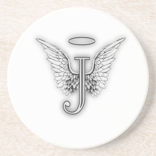 Angel Alphabet J Initial Letter Wings Halo Drink Coaster