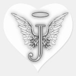 Angel Alphabet J Initial Letter Wings Halo Heart Sticker at Zazzle