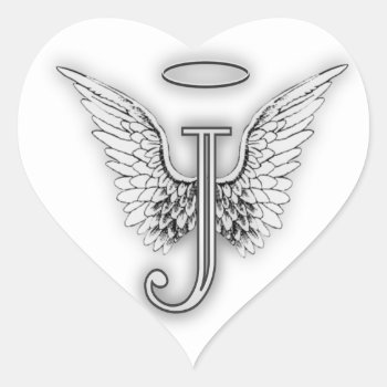 Angel Alphabet J Initial Letter Wings Halo Heart Sticker by AngelAlphabet at Zazzle