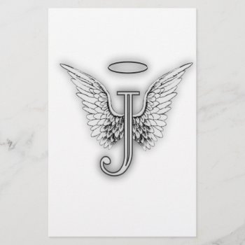 Angel Alphabet J Initial Letter Wings Halo Stationery by AngelAlphabet at Zazzle