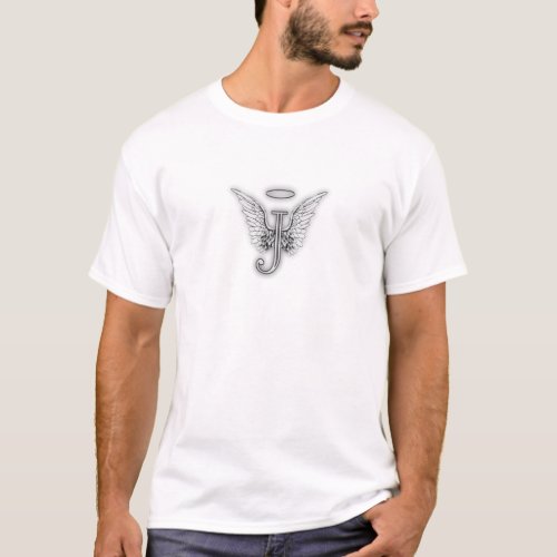 Angel Alphabet J Initial Letter Wings Halo T_Shirt