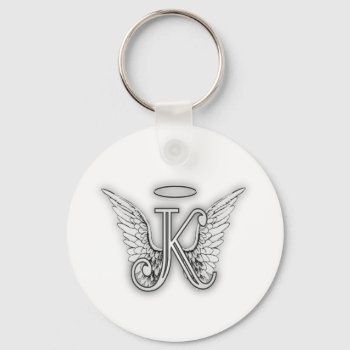 Angel Alphabet K Initial Letter Wings Halo Keychain by AngelAlphabet at Zazzle