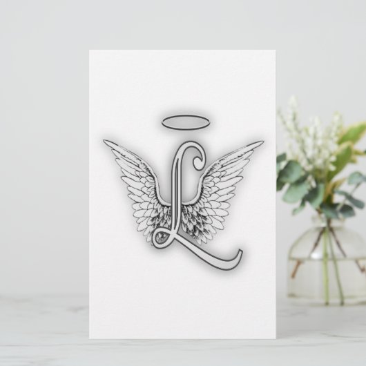 Angel Alphabet L Initial Letter Wings Halo (Standing Front)