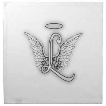 Angel Alphabet L Initial Letter Wings Halo Napkin by AngelAlphabet at Zazzle