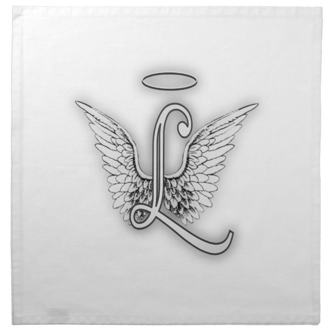 Angel Alphabet L Initial Letter Wings Halo Napkin (Front)